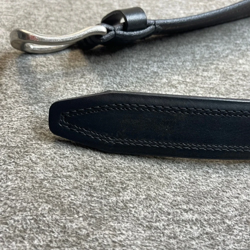 Vintage Bison Mens Black American Bison Leather Belt 36 Made in USA 1991